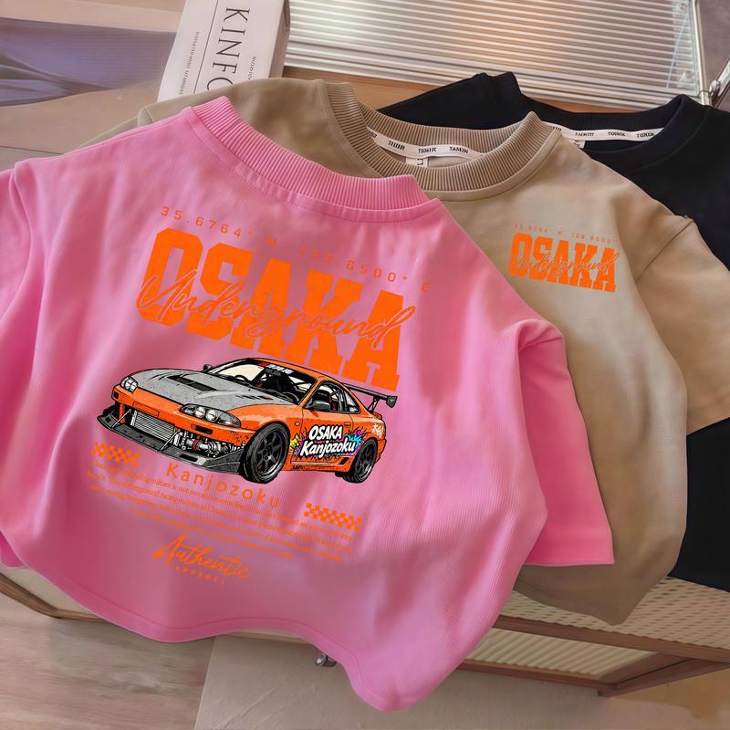 

Kids Short Sleeve T-Shirt Cartoon Print, Loose Casual Versatile Summer Top for Boys Girls 100cm