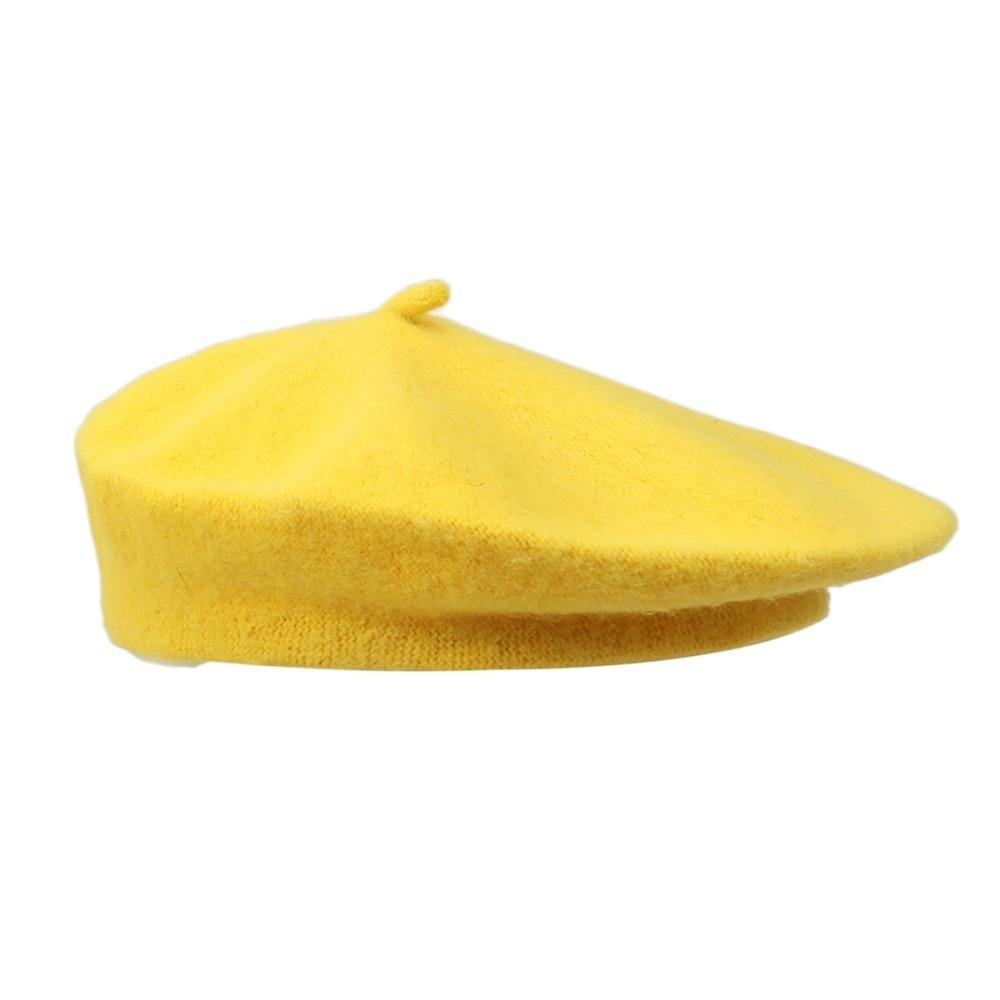 Warme Schlichte Mütze Einfarbig Französische Künstler Mütze Mode Winter Wolle Baskenmütze Hut Frauen Mädchen