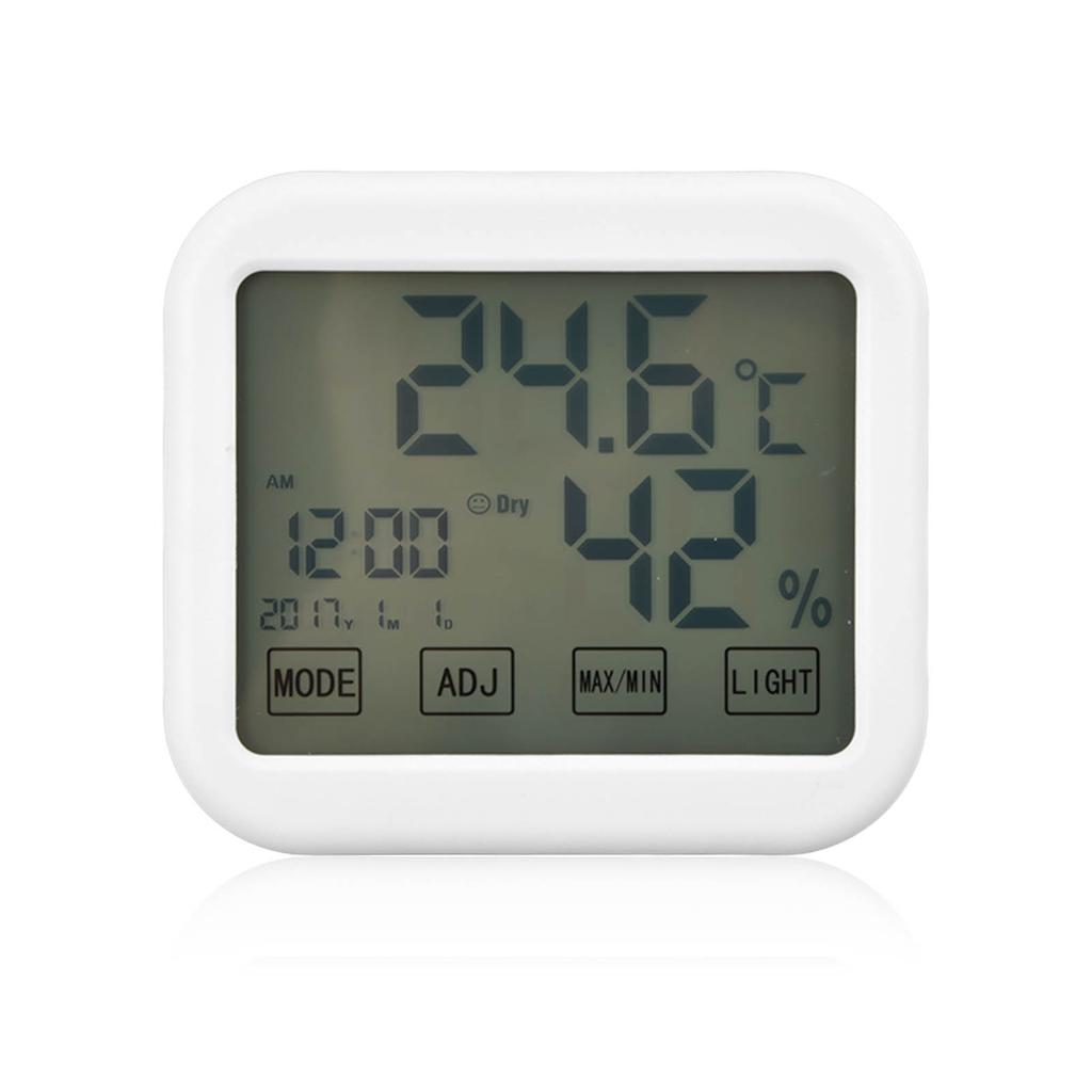Digitales Thermometer Smart Touch Einstellungen Weckerfunktion Temperatur-Feuchtigkeits-Rekorder mit leuchtendem LCD-Bildschirm