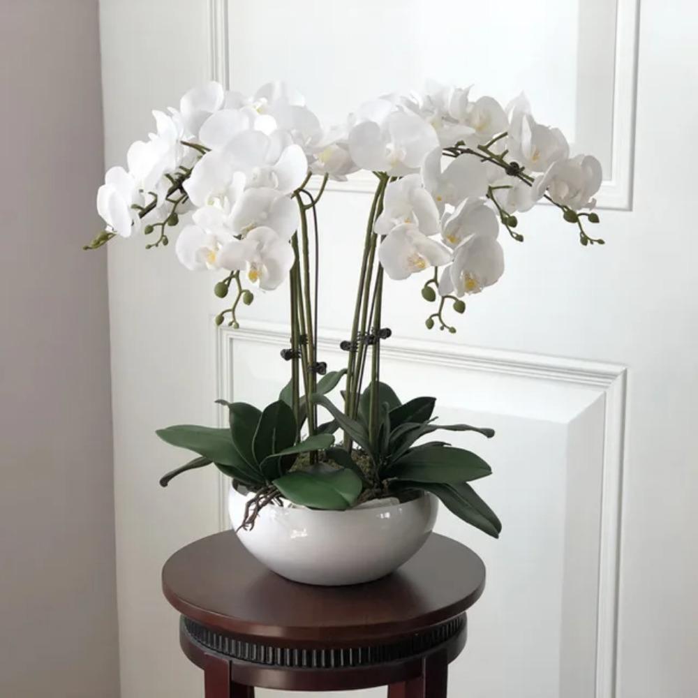 Latex 9-Heads Artificial Butterfly Orchid  3Dprint  Large Size  Fake Phalaenopsis Silicon PU Real Touch Wedding Home Decor