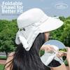 Chapéu Ventilador Solar de Aba Larga com Proteção Facial Chapéu de Pescador Chapéu Fashion com Proteção UV Roupa de Praia