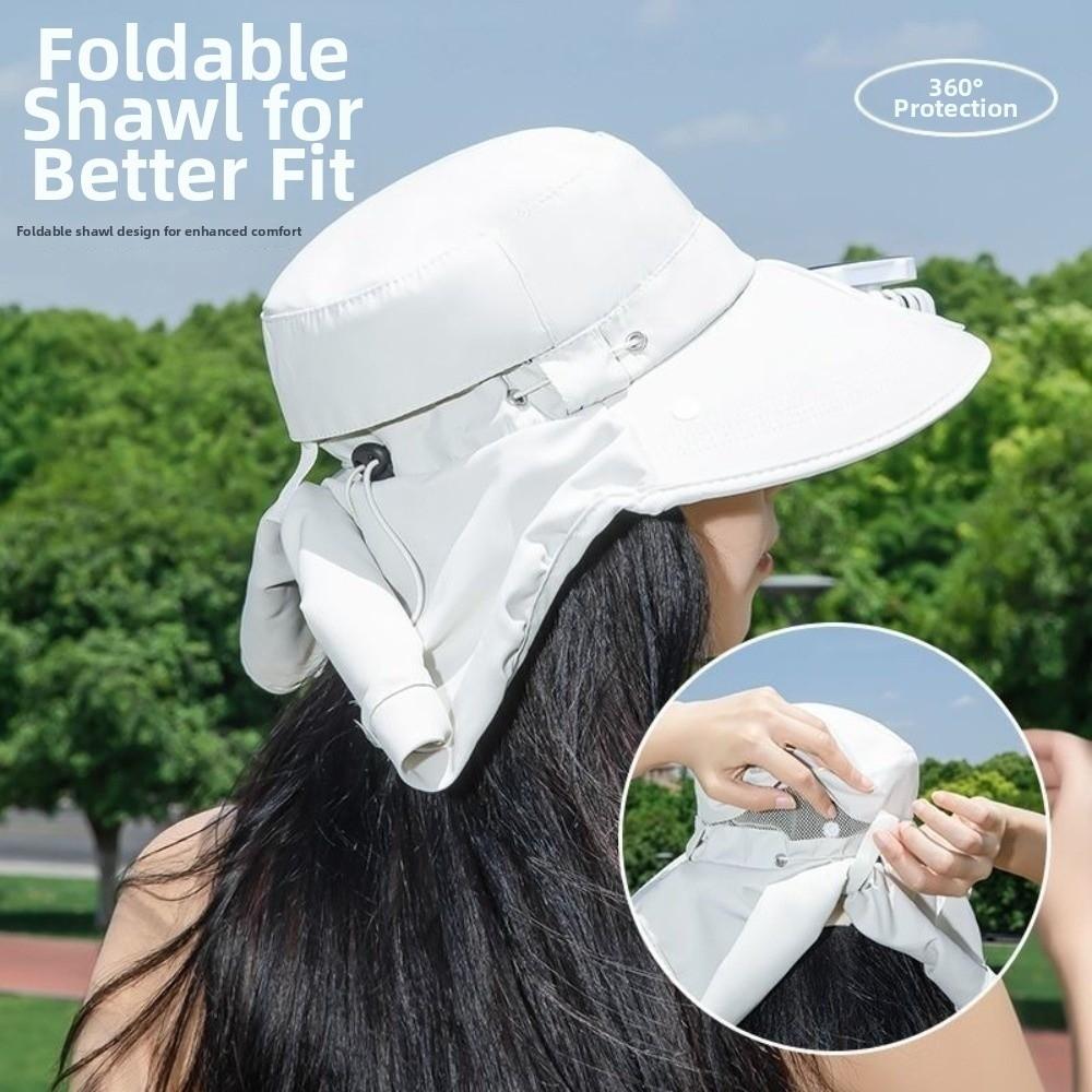 Chapéu Ventilador Solar de Aba Larga com Proteção Facial Chapéu de Pescador Chapéu Fashion com Proteção UV Roupa de Praia