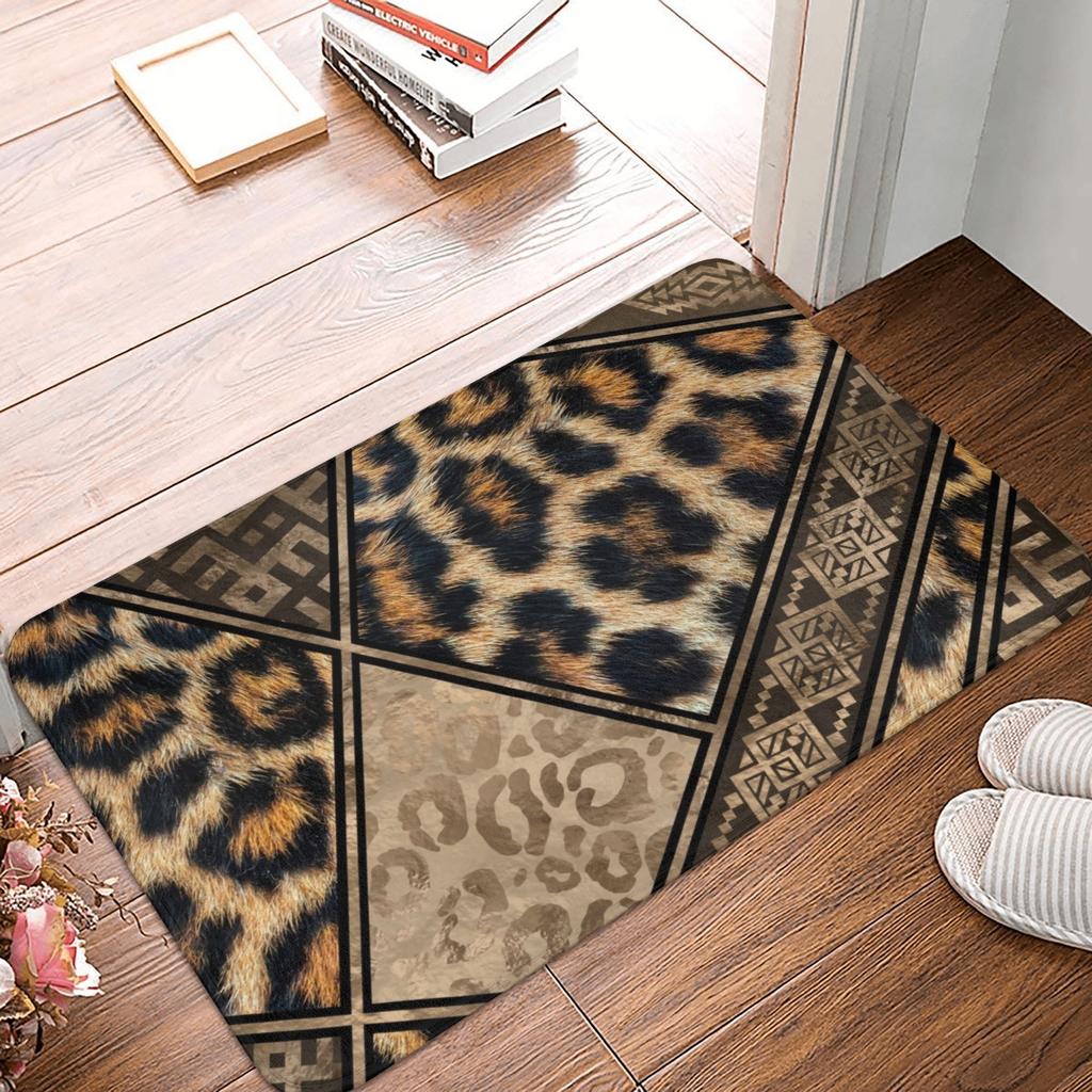 Siberian Tiger Fur Pattern Door Floor Kitchen Bathroom Mats Anti-Slip Indoor Wild Animal Doormat Living Room Entrance Carpet Rug