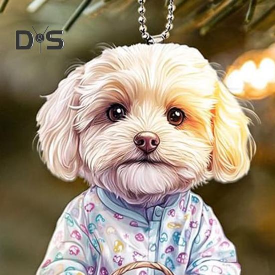 Easter Dog Car Hanging Ornament Acrylic 2D Flat Dog Pendant Colorful Animal Puppy Decoration Easter Gifts