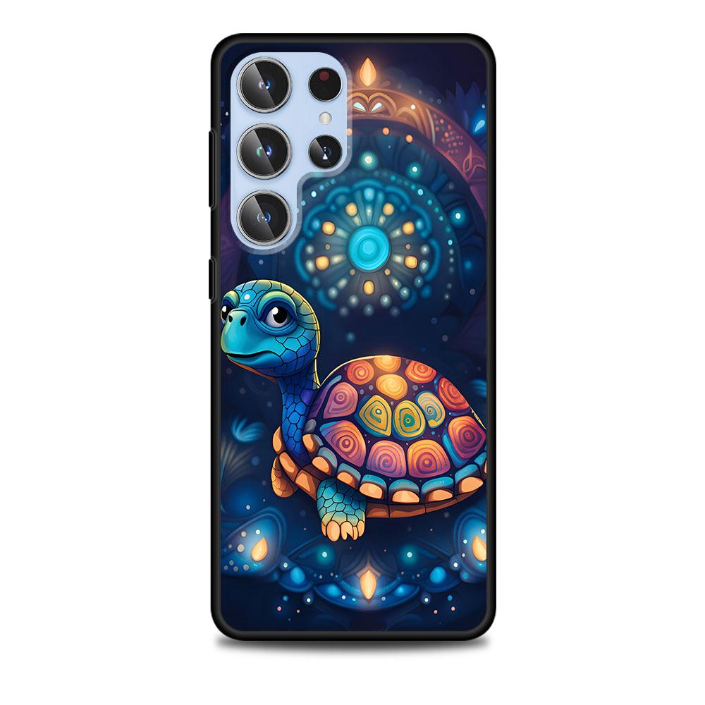 Schattige Kleine Schildpad Luxe Hoesje voor Samsung Galaxy S23 S21 S20 FE S24 S22 Ultra S10 S10e S9 Plus Zacht Zwart TPU Telefoonhoesje