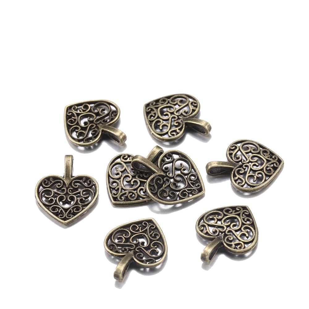 

30 шт./лот тибетская бронза с полым сердцем антикварные подвески фурнитура DIY Подвески браслет принадлежности для изготовления ювелирных изделий