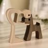 Dog And Human Ornament Rustic Wooden Boy And Dog Decoration Minimalist Puppy