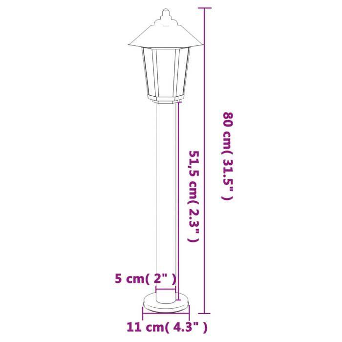 VidaXL Lampadaires d'extérieur 3 pcs argenté 80 cm acier inoxydable, éclairage au sol d'extérieur, éclairage au sol de 4006382