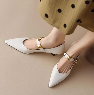 New Temperament Women Shoes Pointed Shallow Cut Single Shoes for Women Fashion Metal Decorative Slim Heels Women Shoes