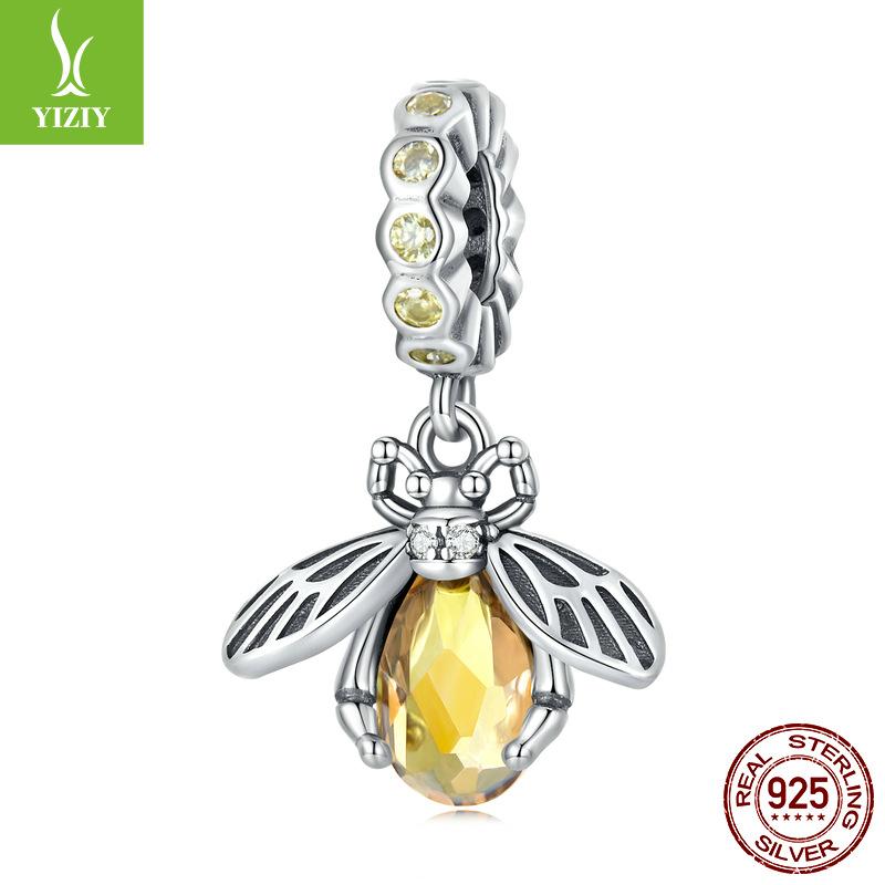 S925 Sterlingsilber Bienenanhänger Zubehör, Nischen-Premium-Insekt DIY Armband Perlen Schmuck