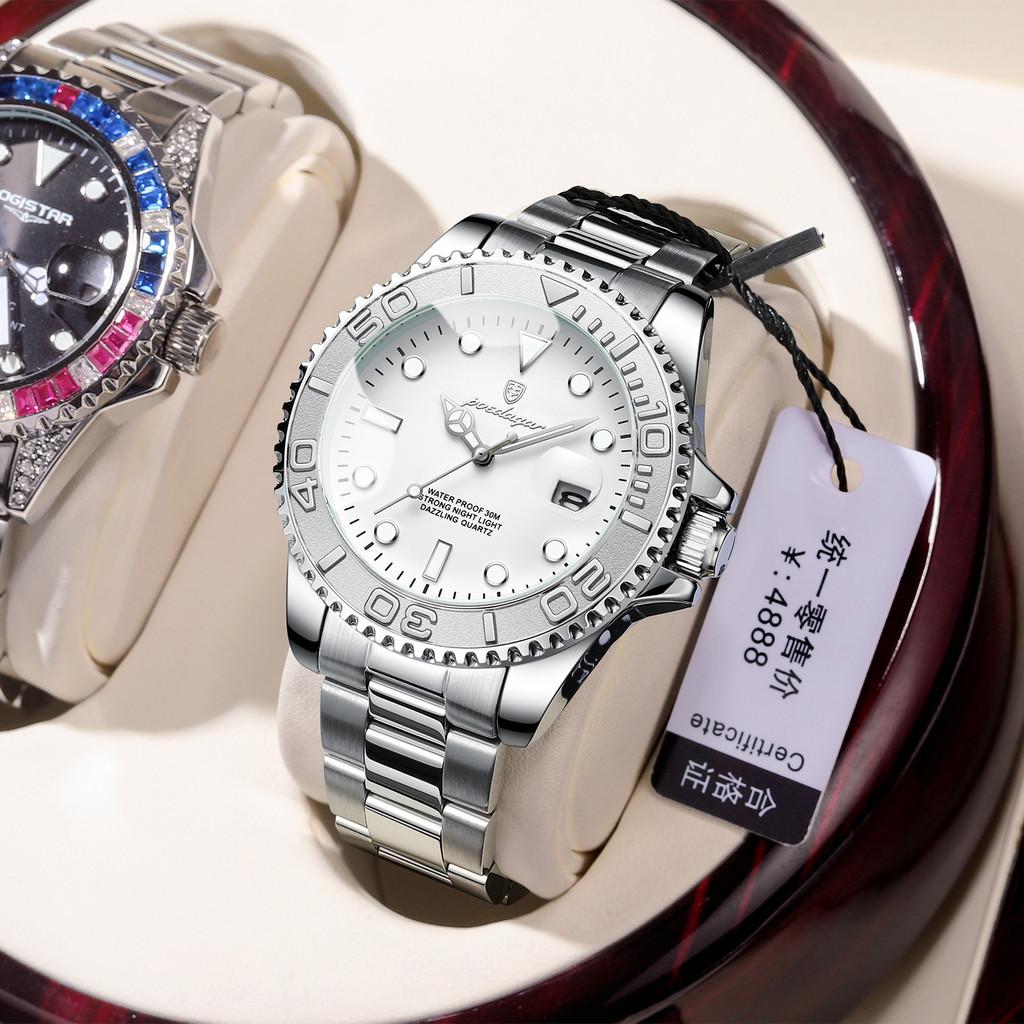 Swiss Mens Waterproof Quartz Watch With Luminescent Dial For Business Professionals
