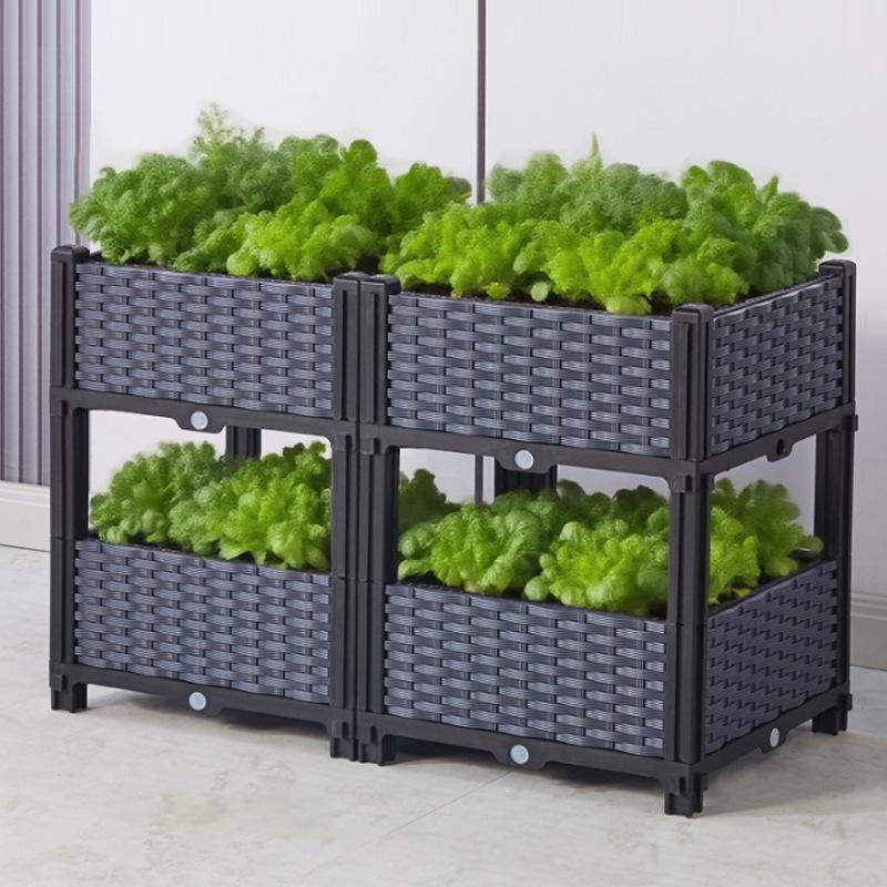 Large Rectangular Plastic Flower and Vegetable Planter for Home and Balcony