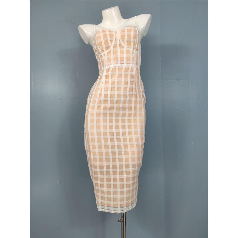 

Приталенная юбка-слинг из органзы с клетчатым принтом в стиле светской атмосферы White X L(14)