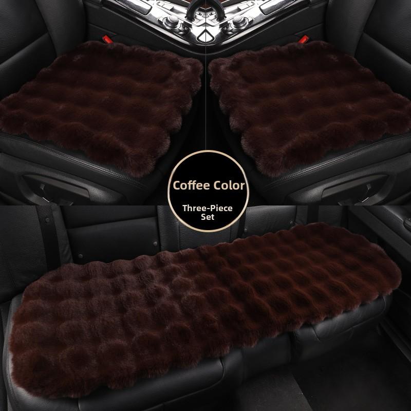 Heated Car Cushion Winter Warm Comfortable Bubble Velvet Simulation Rabbit Fur Car Pad 5 Seats Non-Backrest
