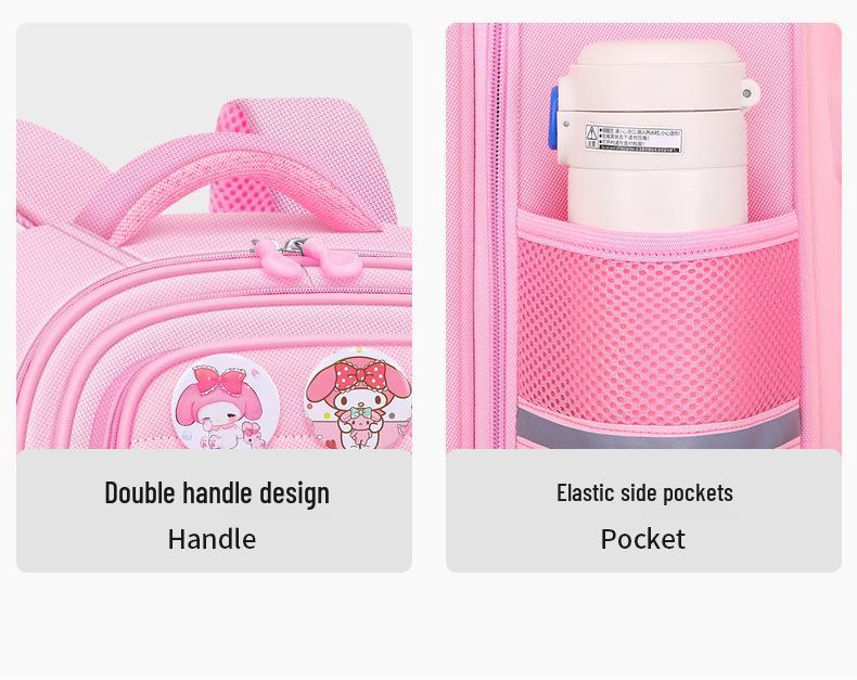 Kuromi Lightweight Large Capacity Schoolbag for 6th Grade Girls - Spine Protecting Double Shoulder Design