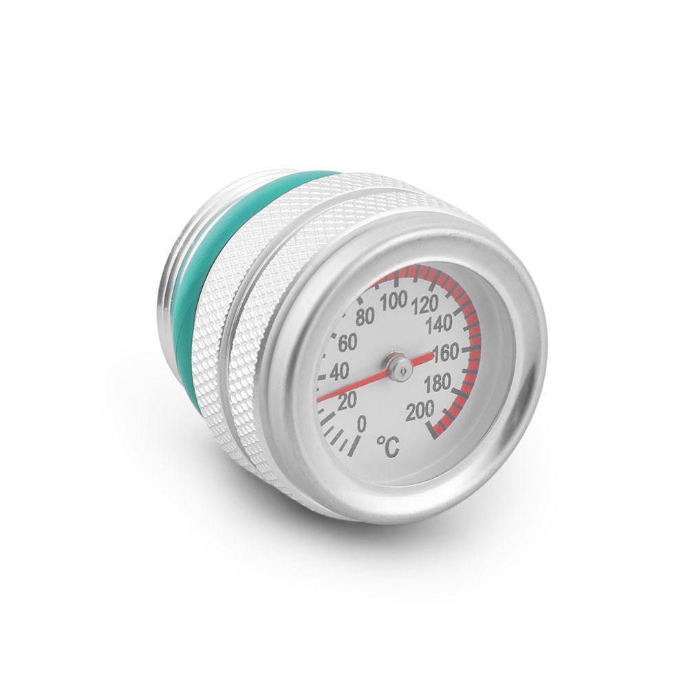 M30×1.5 Fuel Tank Cap Oil Temp Gauge 0-200°C Pointer Dial Meter for Motorcycle Black Silver BX103093