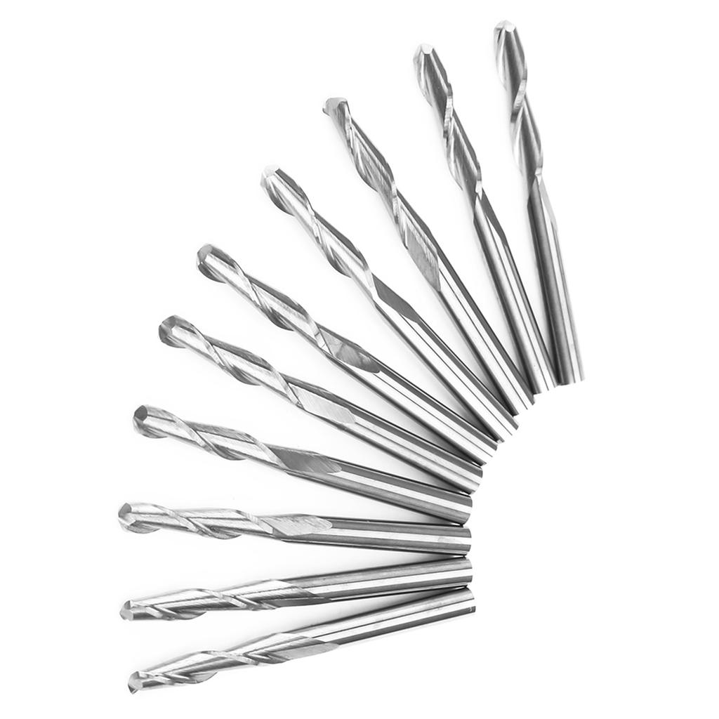 10PCS 3.175 X17mm Double Flutes Carbide Ball Nose End Mills CNC Bits