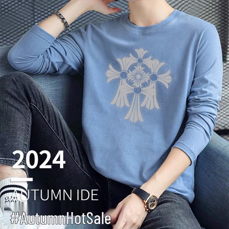 240g Double-Sided Liquid Ammonia Cotton Long Sleeve Unisex T-Shirt - New Solid Color Casual Base Layer for Autumn/Winter 2024