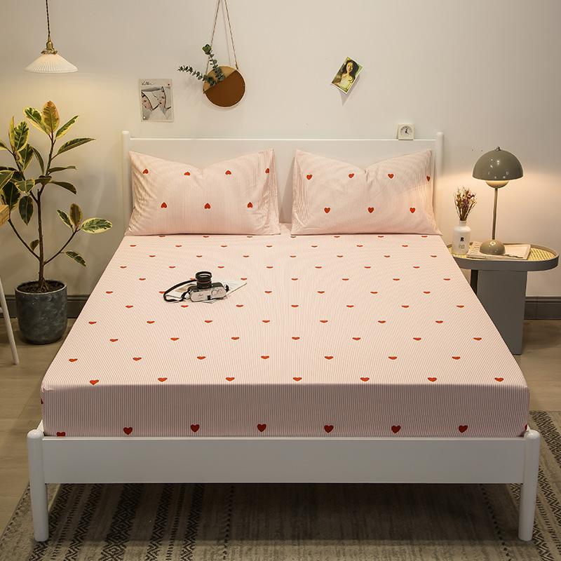 Colorful Floral Fitted Sheet Set 100% Cotton Bedding Set 3Pcs Bed Cover Pillowcases Skin-friendly Breathable Bedroom Decor