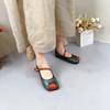 Johnature Genuine Leather Mixed Colors Flats Retro Versatile Shallow Soft Sole Handmade Women Shoes