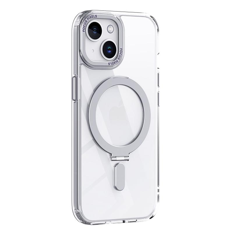 

Kickstand Magnetic Case for iPhone 15 Plus,Shockproof TPU+Acrylic Matte Phone Cover Transparent