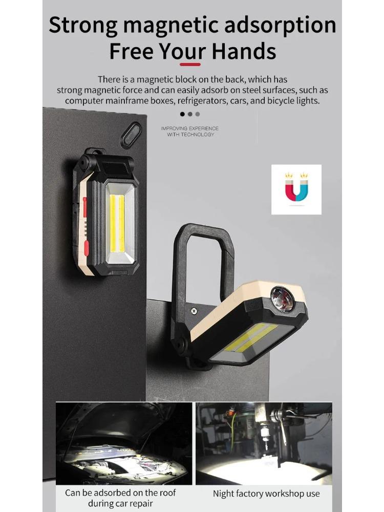 COB Magnetic Work Light Adjustable Folding Strong LED Searchlight Flashlight Waterproof Emergency Camping Tent Lantern With Hook