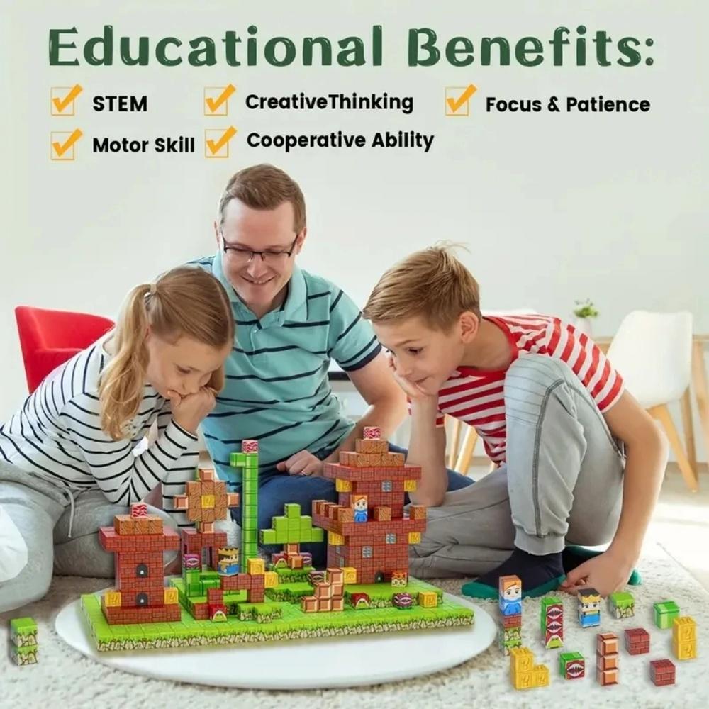 Non-Toxic Creative Magnetic Building Blocks - Build My Magnet World Set For 3-6 Years Old Children And Children Ideal Christmas Birthday Gifts