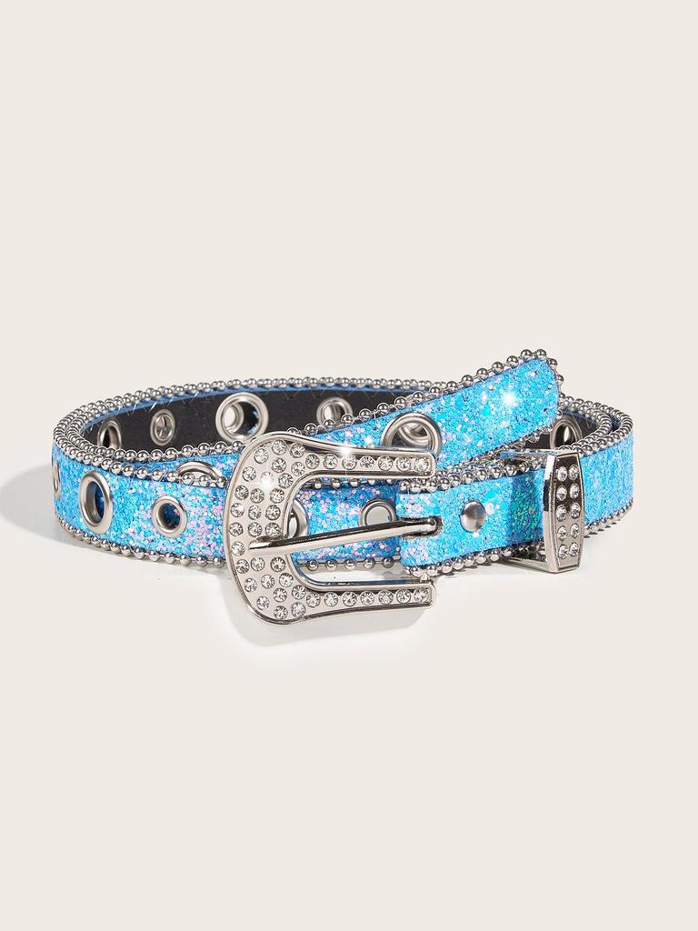 Trendy Y2K Rhinestone Buckle Wide Waist Belt Chain for Women