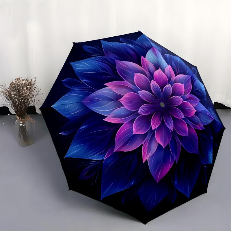 1pc Lotus Mandala Automatic Folding Umbrella Durable Iron Frame,All Seasons Home Travel Outdoor Multifunctional Umbrella yy251115087