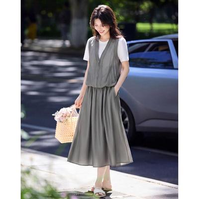 Lyocell Faux Two-Piece Casual Set