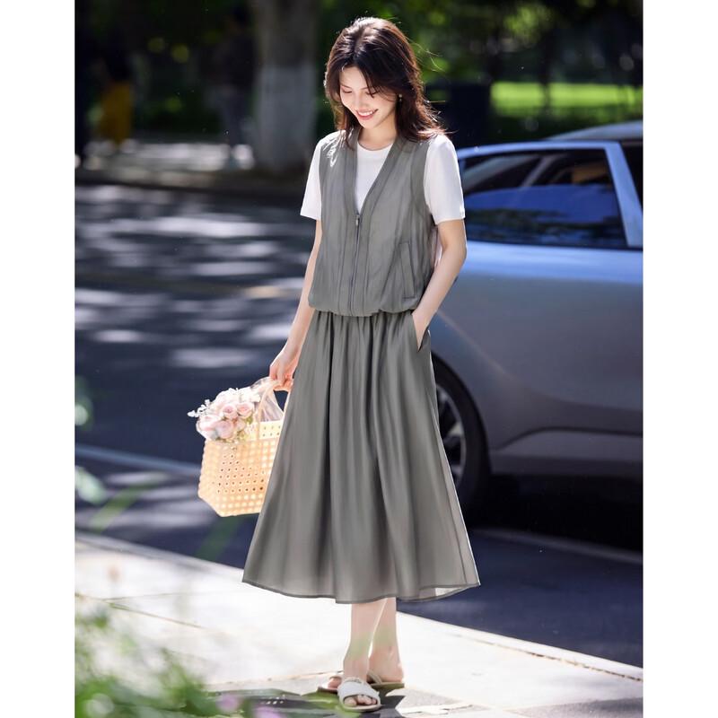 Lyocell Faux Two-Piece Casual Set L