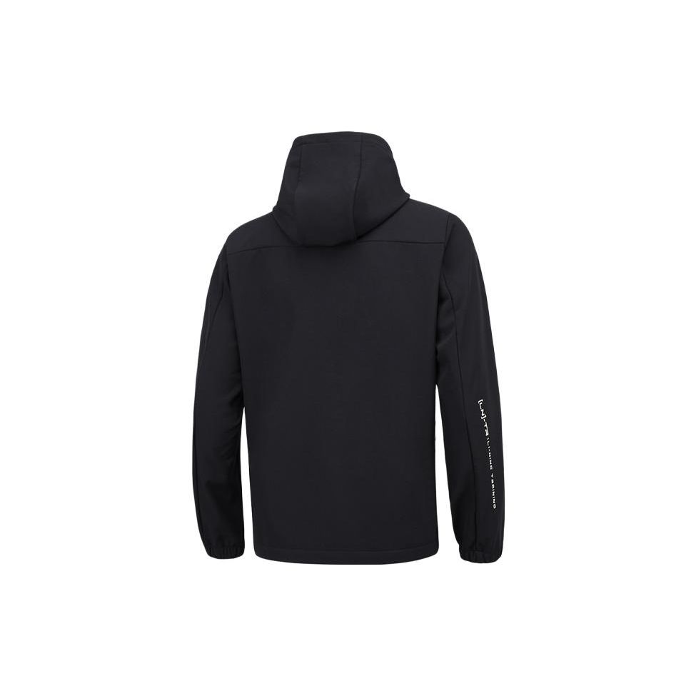 Lining Logo Print Fleece-Lined Hooded Warm Jacket Men Jacket Black AFDSC13-1