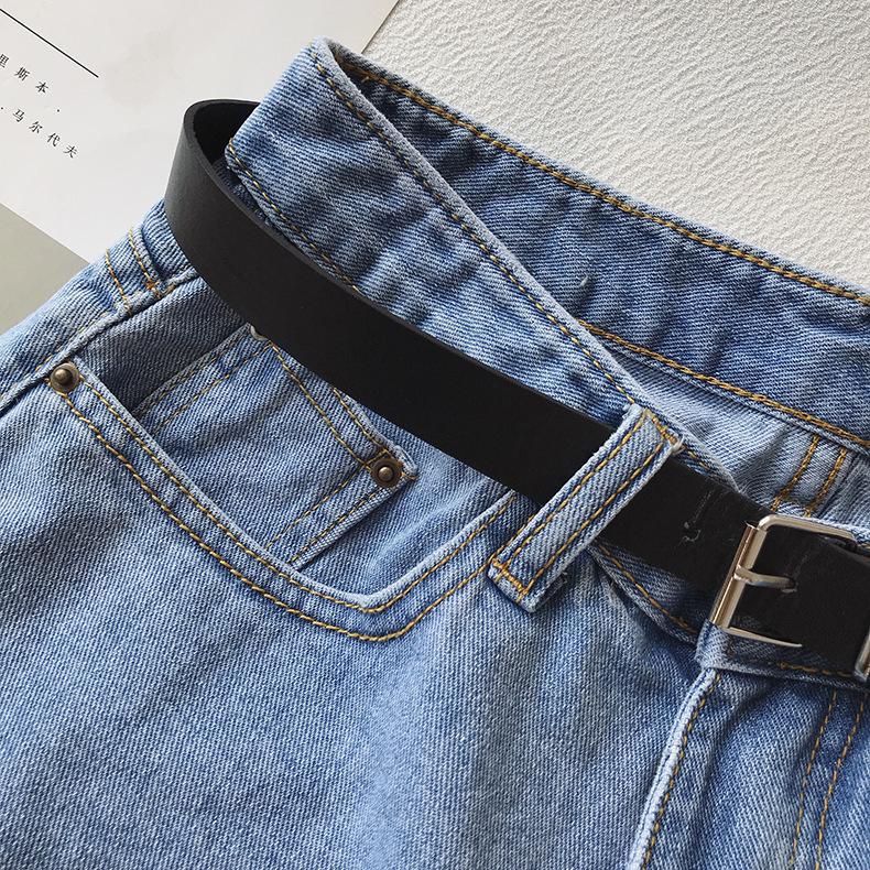 Women's High-Waisted Korean Style Denim Shorts with Rolled Hem