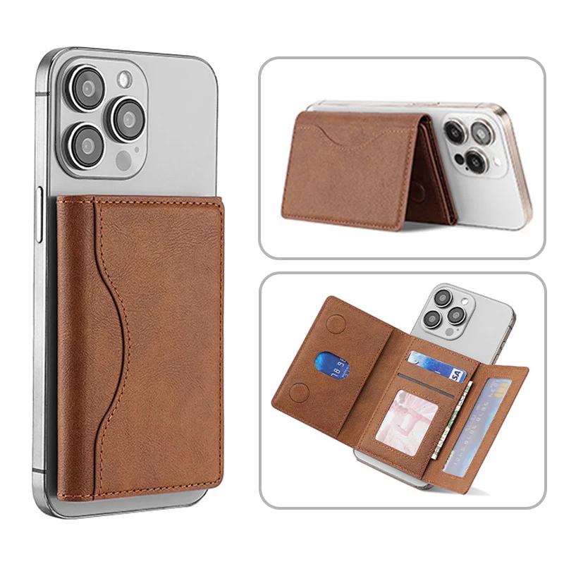 Trifold Magnetic Phone Wallet PU Leather Card Bag Card Holder Wallet for Apple IPhone 16 15 12 13 14 Pro Max Plus Mini