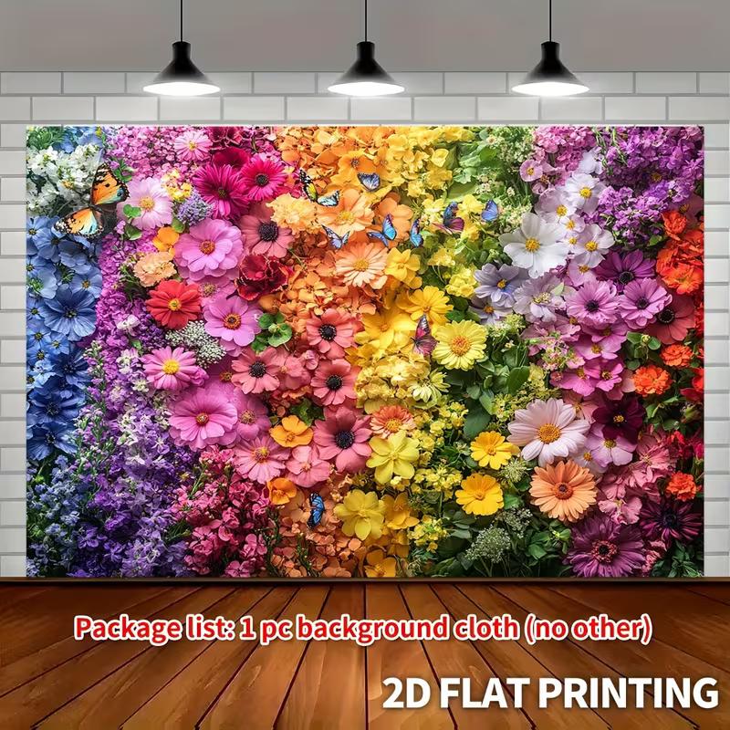 

2D Vibrant Flower Butterfly Backdrop, Floral Photography Background Cloth for Events & Home 47.2x31.5inch/120*80cm