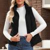 Women's Fashionable Solid Color Stand Up Collar Sleeveless Zipper Pocket Jacket Vest Jacket