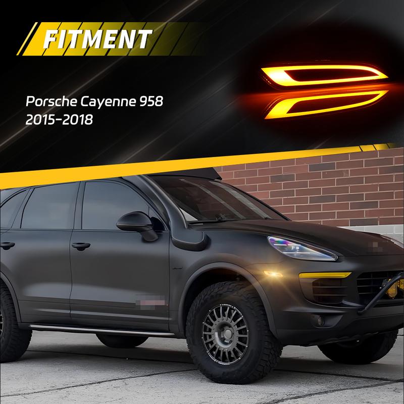2Pcs Front Side Marker Light Turn Signal Light Turn Warning Light Fender Light With LED For 2015 2016 2017 2018 Porsche Cayenne