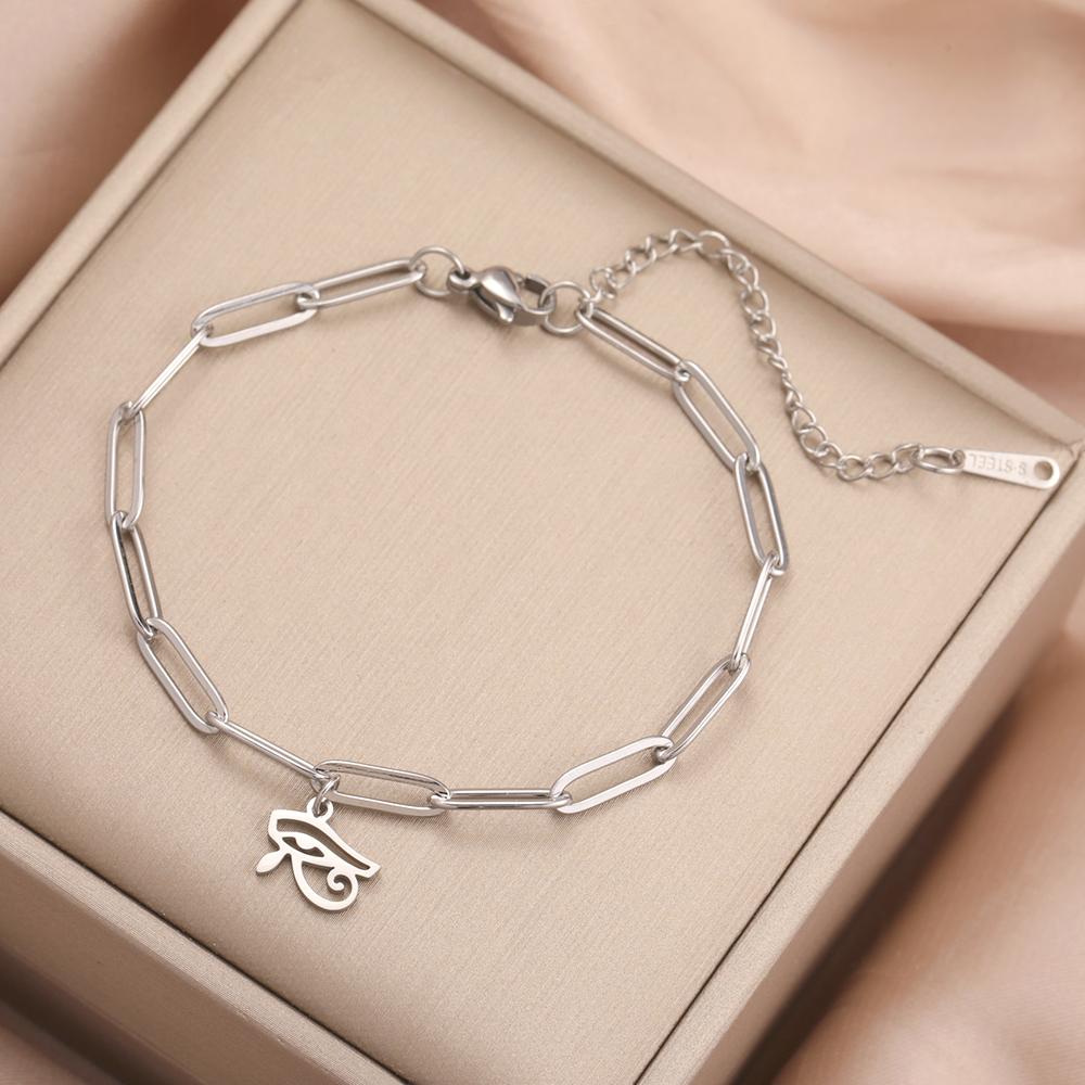 Dawapara Eye of Horus Bracelet Ancient Egyptian Protective Amulet Stainless Steel Charm Bracelet for Men Women