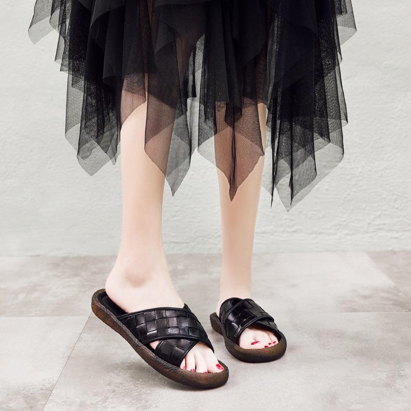 

Кожаные сандалии тапочки женские туфли 40 чёрный