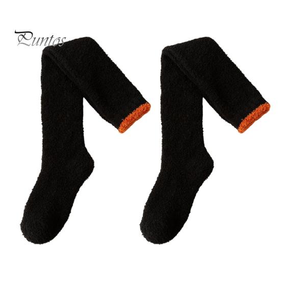 

1 пара женских зимних носков из утолщенного кораллового флиса длиной до колена с длинными трубками, высокоэластичные, нескользящие, носки для пола, комфорт, тепло, сон