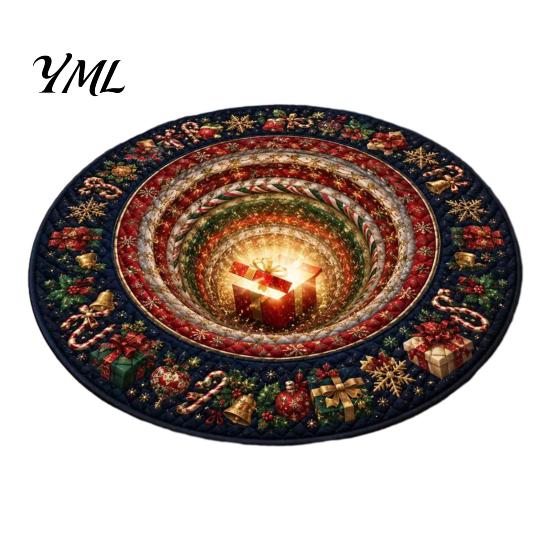 Festlicher Teppich für den Innenbereich, Weihnachten 3D-Teppich, Illusion Runder Dekorativer Effekt, Feiertagsteppich Fußmatte, für Heim Wohnzimmer Dekoration Saisonale Winter