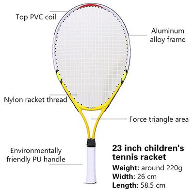 Racchetta da tennis speciale per adolescenti Racchetta da tennis in lega di alluminio da 23 pollici con filo di nylon resistente per l'allenamento dei bambini