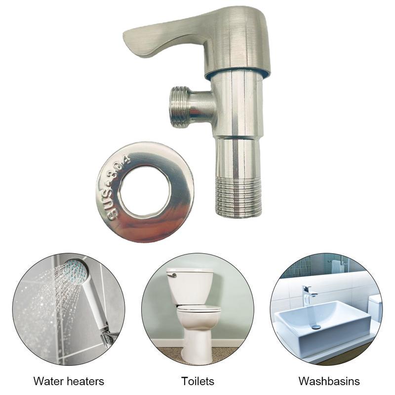 SUS304 Brush Finished Triangle Water Heater Toilet Basin Dish Hot and Cold Angle Valve Bathroom Accessories