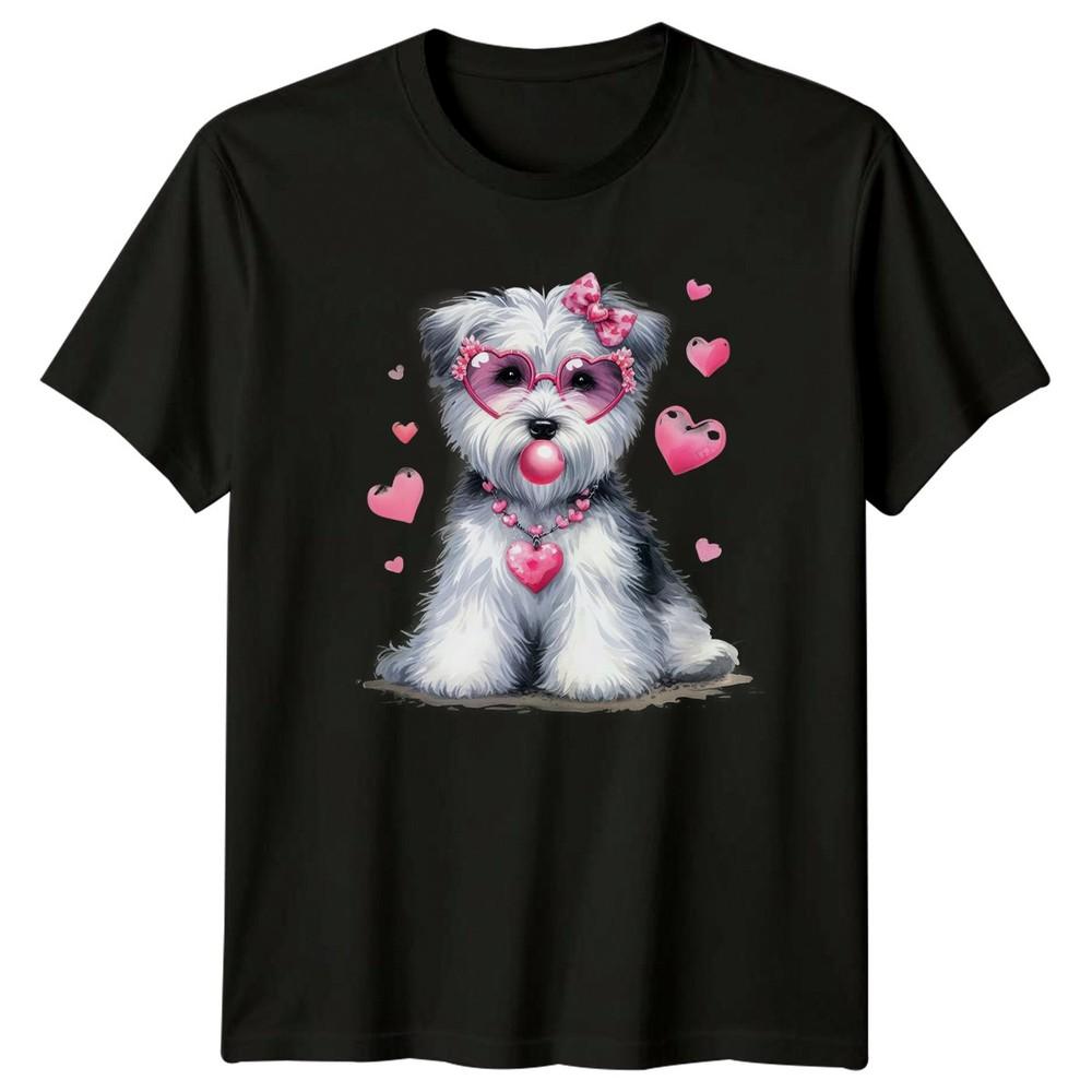 Valentines Day Dog Puppy Heart Sunglasses Unisexs TShirt Unisexs Graphic Tee