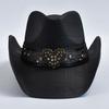 Cappello Western da Cowboy in Paglia Vintage da Uomo e Donna Intrecciato a Mano Cappello da Sole Estivo da Spiaggia Cappello Jazz da Gentiluomo e Signora Cowgirl