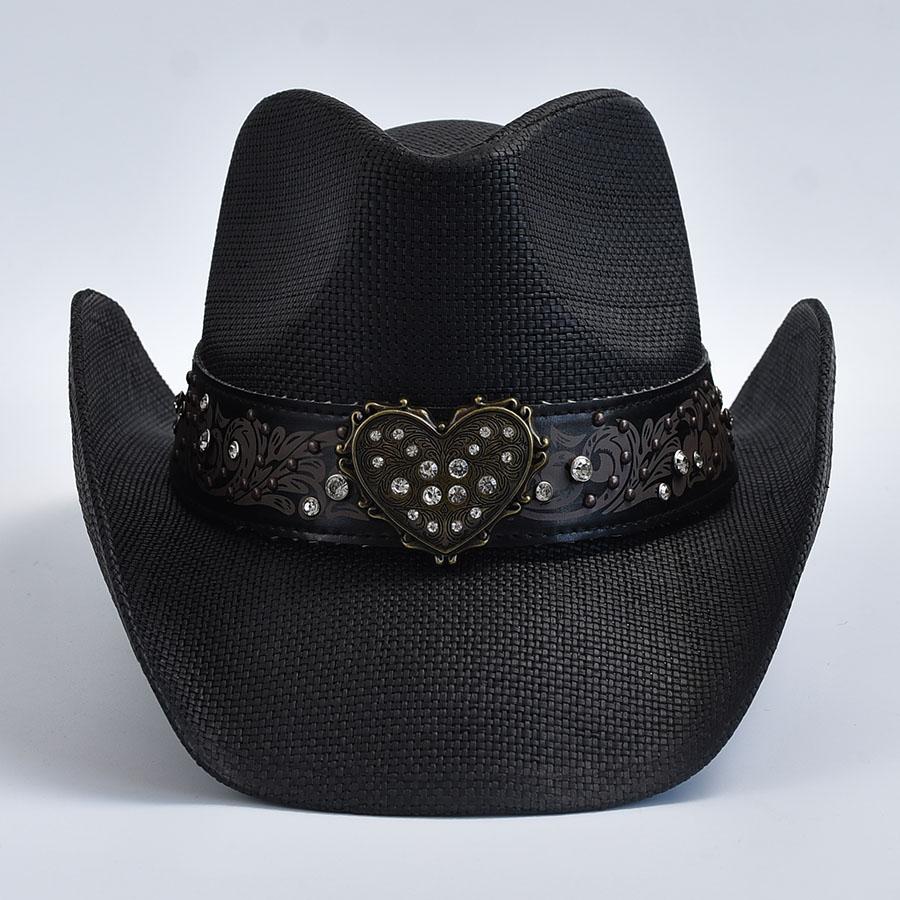 Cappello Western da Cowboy in Paglia Vintage da Uomo e Donna Intrecciato a Mano Cappello da Sole Estivo da Spiaggia Cappello Jazz da Gentiluomo e Signora Cowgirl