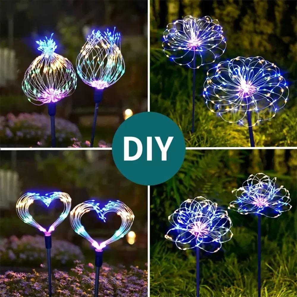 Solar LED Firework Light Solar Garden Lights Outdoor 60-420 LED Firework Beads Waterproof Colorful Lighting DIY Decoration Patio Pathway