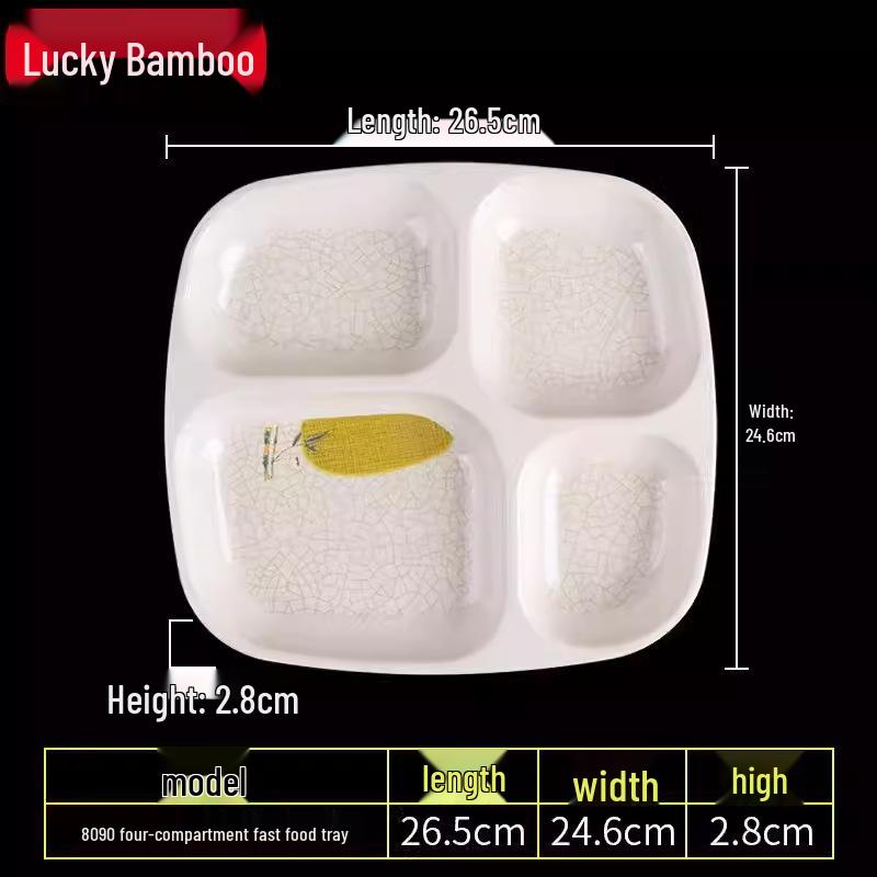 Melamine Tableware: 3, 4, and 6-Compartment Plates and Bowls for School Cafeterias