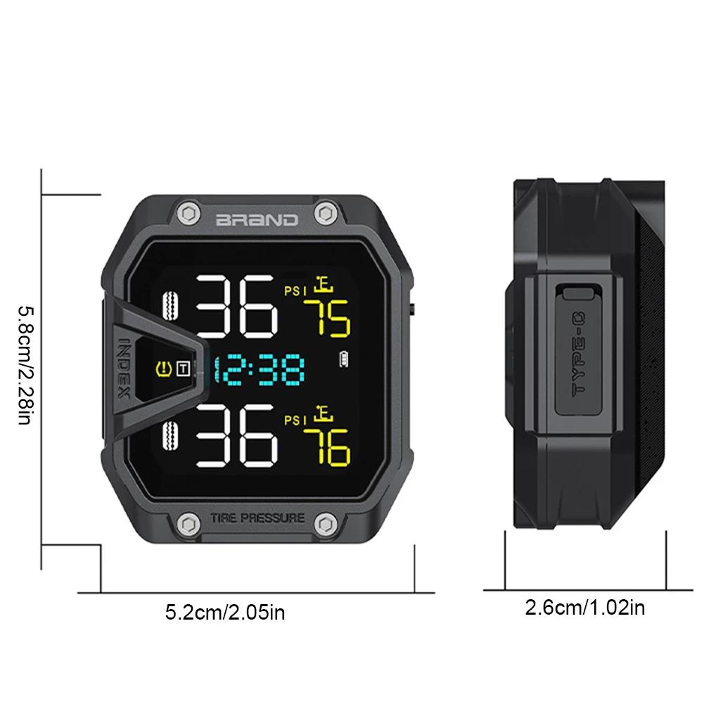 Motocyklový TPMS systém monitorování tlaku v pneumatikách se 2 senzory Motocyklový systém alarmu pro monitorování tlaku v pneumatikách IP65 Vodotěsný
