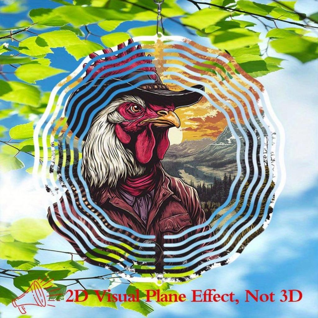 10 Inch Sunset Rooster Metal Wind Spinner with 360 Rotating Hook Vibrant Outdoor Garden Decor for Patio Yard Gift